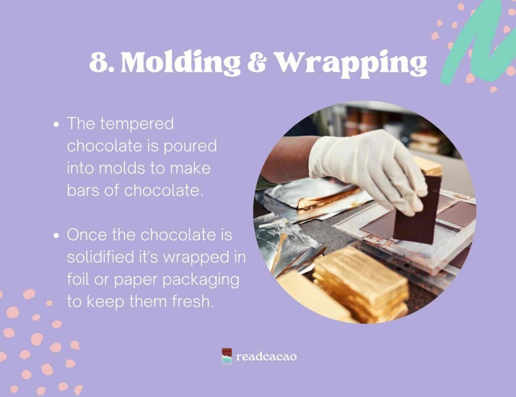 bean to bar process: molding and wrapping