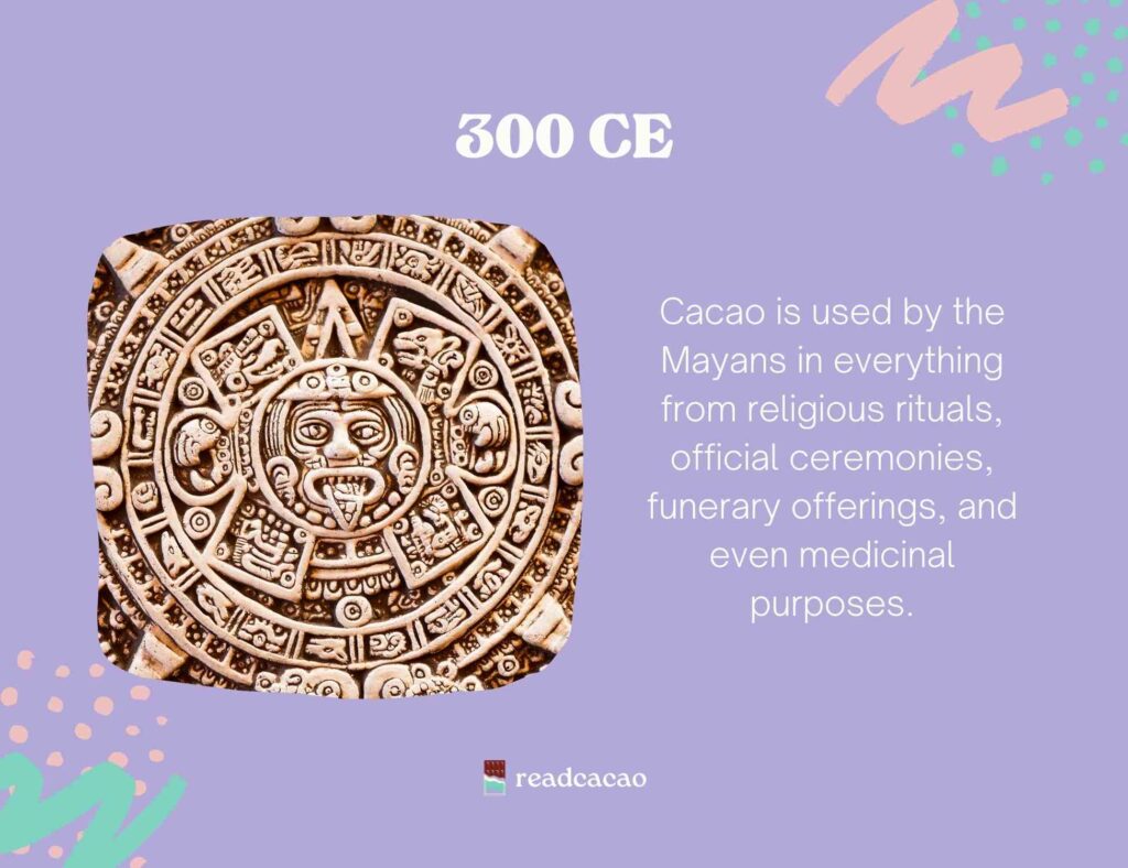 Cacao is used by the Mayans in everything from religious rituals, official ceremonies, funerary offerings, and even medicinal purposes.